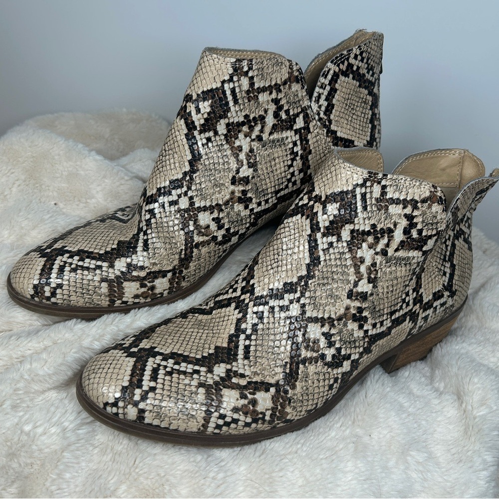 Michael Shannon Nadya Faux Snakeskin Ankle Boots Size 10 Statement Edgy Bold